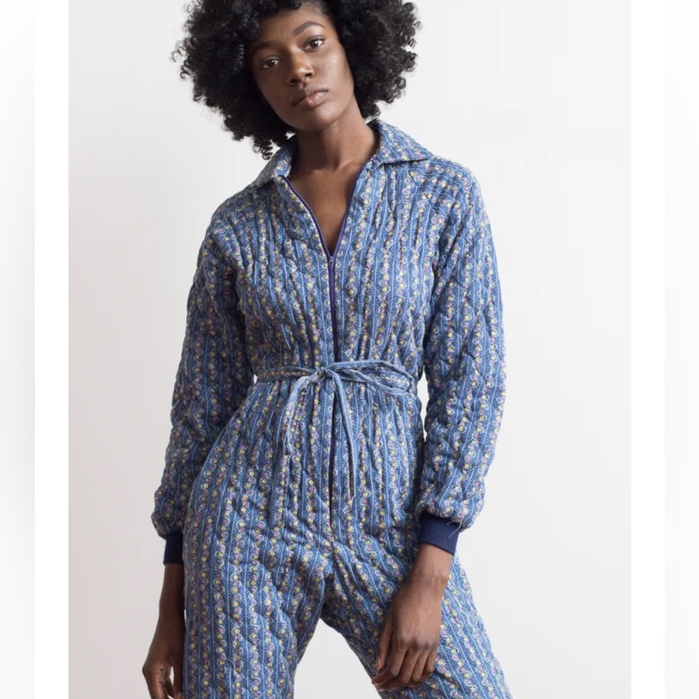 1970s Liberty Floral Quilted Jumpsuit size L